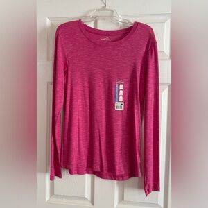NWT Eddie Bauer LARGE Pink Long Sleeve T Shirt Womens layer shirt